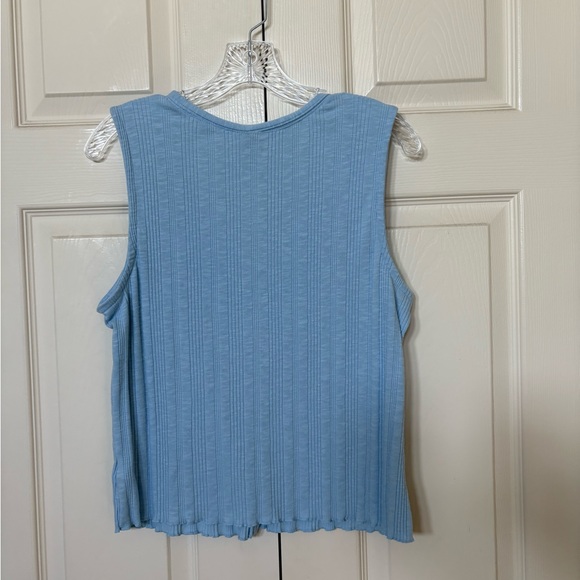 Universal Thread Blue Ribbed V-Neck Blouse - Picture 3 of 3